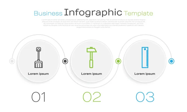 Definir Linha Neve Martelo Régua Modelo Infográfico Negócios Vetor — Vetor de Stock