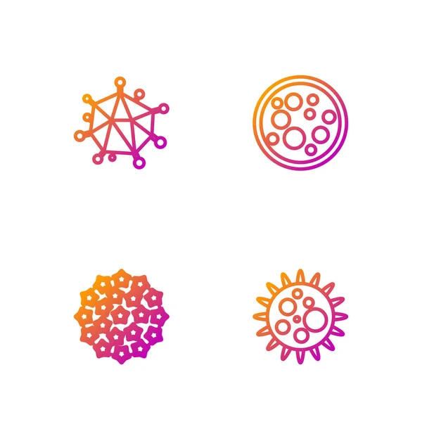 Establecer Línea Virus Iconos Color Degradado Vector — Vector de stock