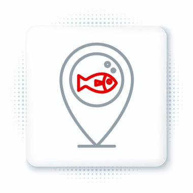 Beyaz arka planda izole edilmiş halat konum balıkçılık ikonu. Balıkçılık yeri. Renkli taslak konsepti. Vektör.