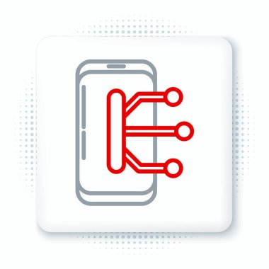 Hat Smartphone, beyaz arkaplanda izole edilmiş cep telefonu simgesi. Renkli taslak konsepti. Vektör.