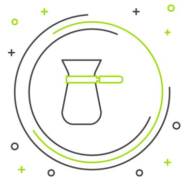 Line Coffee Türk simgesi beyaz arka planda izole edildi. Renkli taslak konsepti. Vektör.