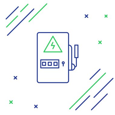 Beyaz arkaplanda elektrik paneli simgesi izole edildi. Renkli taslak konsepti. Vektör.