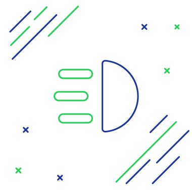 Çizgi Yüksek Işın simgesi beyaz arkaplanda izole edildi. Araba farları. Renkli taslak konsepti. Vektör.