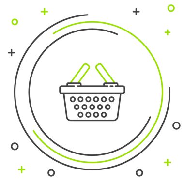 Hat Alışveriş Sepeti simgesi beyaz arkaplanda izole edildi. İnternetten satın alma konsepti. Servis tabelası. Alışveriş arabası sembolü. Renkli taslak konsepti. Vektör.