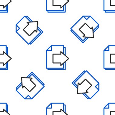 Sonraki satır ok simgesi beyaz arkaplanda izole edilmiş kusursuz desen. Oklu belge dosyası. Belge gönder. Renkli taslak konsepti. Vektör.