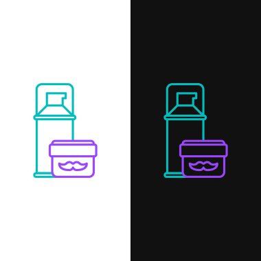 Çizgi traş jeli köpük simgesi beyaz ve siyah arkaplanda izole edildi. Tıraş köpüğü. Renkli taslak konsepti. Vektör.