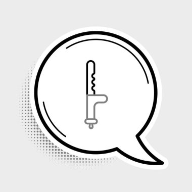 Çizgi Polisi kauçuk çubuk simgesi gri arkaplanda izole edildi. Kauçuk copu. Polis yarasası. Polis ekipmanları. Renkli taslak konsepti. Vektör.