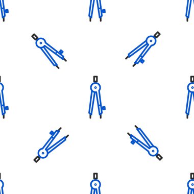 Çizgi Çizimi pusula simgesi beyaz arkaplanda izole edilmiş kusursuz desen. Pusula işareti. Çizim ve eğitim araçları. Geometrik alet. Renkli taslak konsepti. Vektör.