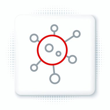 Beyaz arkaplanda çizgi virüsü simgesi izole edildi. Corona virüsü 2019-nCoV. Bakteri ve mikroplar, hücre kanseri, mikrop, mantar. Renkli taslak konsepti. Vektör.