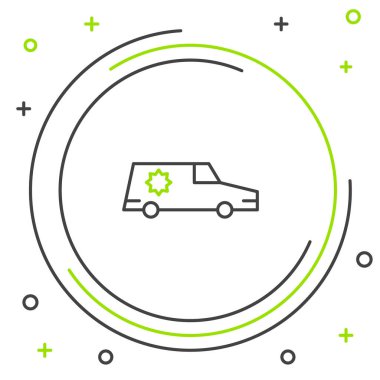 Cenaze arabası simgesi beyaz arka planda izole edildi. Renkli taslak konsepti. Vektör.