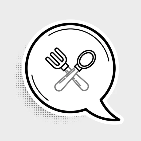 Line Crossed Fork Spoon Icon Isolated Grey Background Cooking Utensil — Stock Vector