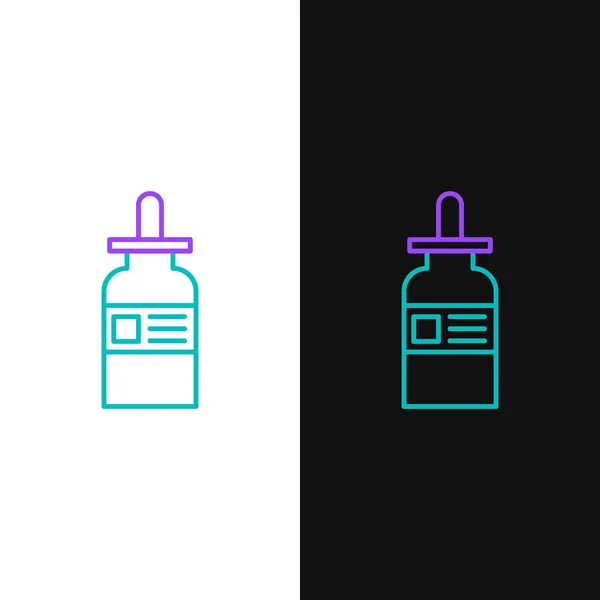 Line Glass Fles Met Een Pipet Pictogram Geïsoleerd Witte Zwarte — Stockvector