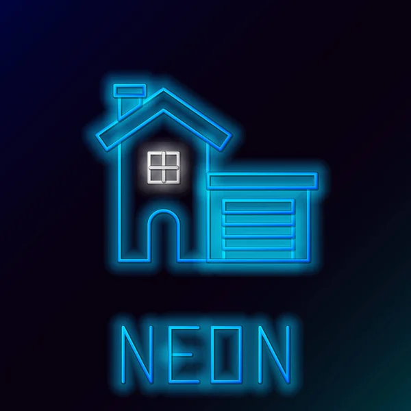 Glowing Neon Line House Icon Isolated Black Background Home Symbol — Stock Vector