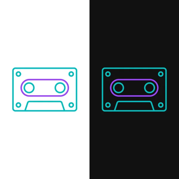 Línea Retro Icono Cinta Audio Aislado Sobre Fondo Blanco Negro — Vector de stock