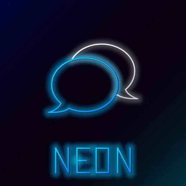 Glowing Neon Line Speech Bubble Chat Icon Isolated Black Background — Stock Vector