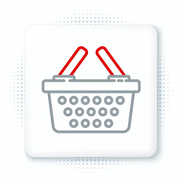 ライン白の背景に隔離されたショッピングバスケットアイコン オンライン購入の概念 配送サービスの看板 ショッピングカートのシンボル カラフルなアウトラインコンセプト ベクトル — ストックベクタ