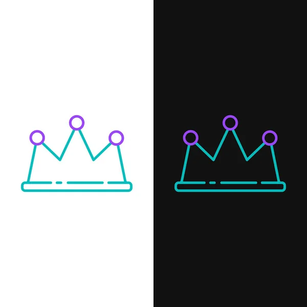 Line Crown Symbol Isoliert Auf Weißem Und Schwarzem Hintergrund Buntes — Stockvektor