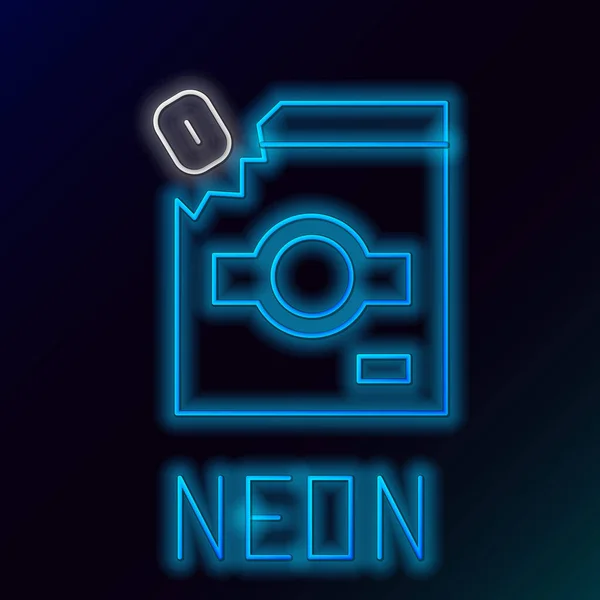Glödande Neon Line Godis Förpackning För Sötsaker Ikon Isolerad Svart — Stock vektor