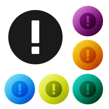 Siyah Bilgi simgesi beyaz arkaplanda izole edildi. Simgeleri renk daire düğmelerine ayarla. Vektör İllüstrasyonu.