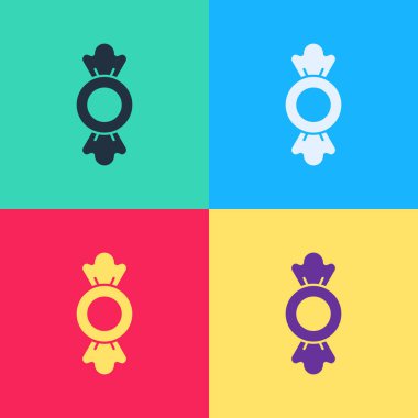 Pop Art Candy simgesi renk arkaplanında izole edildi. Vektör.
