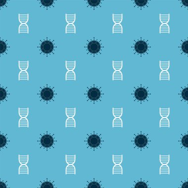 Virüs ve DNA sembolünü kusursuz desene ayarla. Vektör.