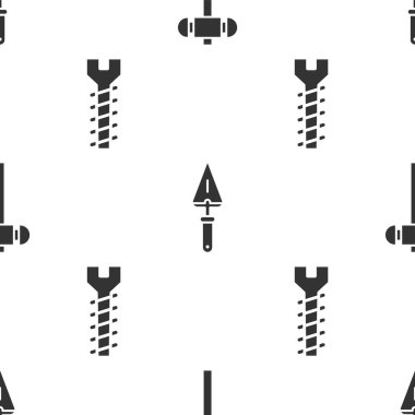 Balyoz, Trowel ve Metalik vidaları kusursuz desene ayarlayın. Vektör.