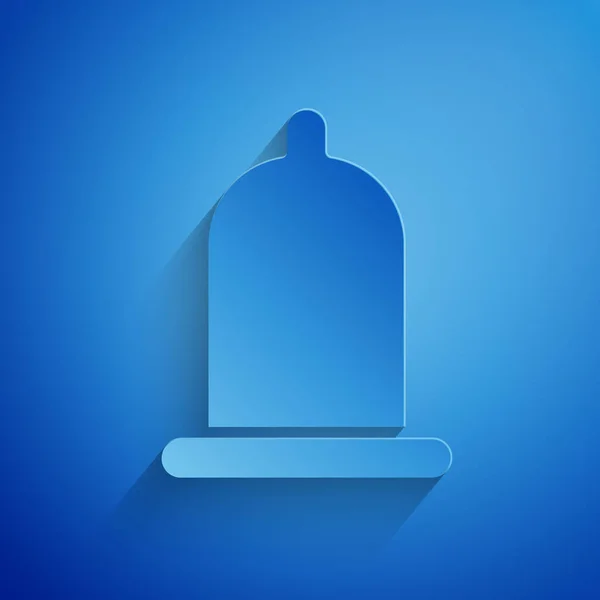 Coupe Papier Préservatif Icône Sexe Sûr Isolé Sur Fond Bleu — Image vectorielle