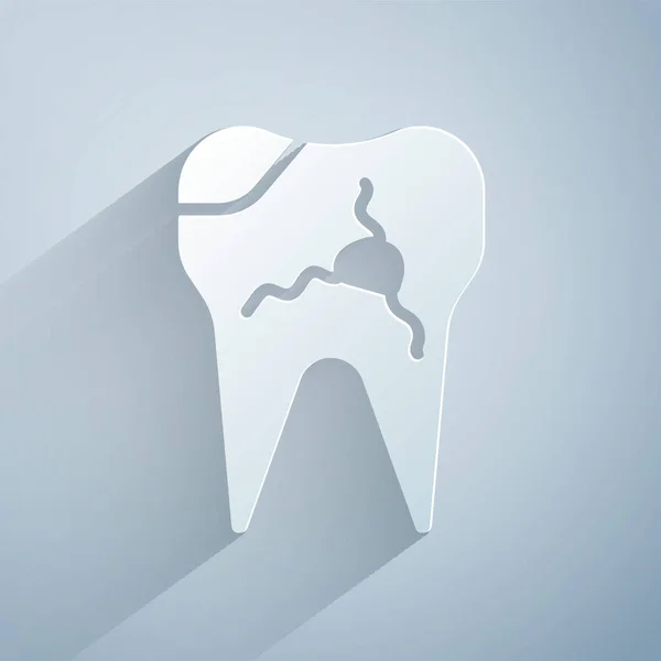 Papierschnitt Gebrochene Zähne Symbol Isoliert Auf Grauem Hintergrund Zahnproblem Ikone — Stockvektor