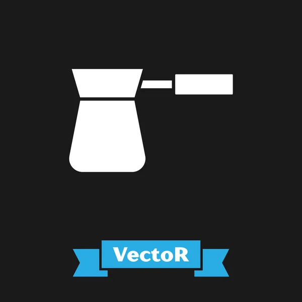 White Coffee Turk Symbol Isoliert Auf Schwarzem Hintergrund Vektor — Stockvektor