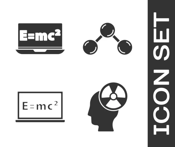 Szett Fej Sugárzás Szimbólum Egyenlet Megoldás Egyenlet Megoldás Molekula Ikon — Stock Vector