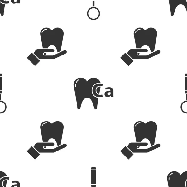 Установите Зеркало Стоматологического Осмотра Кальций Зубов Зубов Бесшовной Схеме Вектор — стоковый вектор