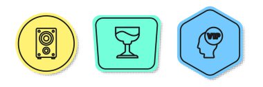 Hattı Stereo hoparlörüne, Cocktail 'e ve Vip' e ayarla. Renkli şekiller. Vektör.
