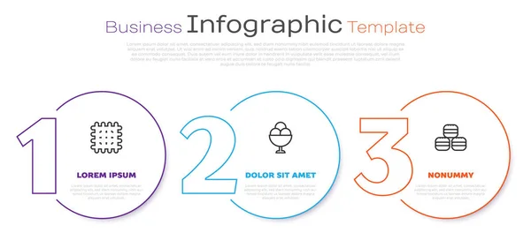 Set Ligne Biscuit Craquelin Crème Glacée Dans Bol Biscuit Macaron — Image vectorielle