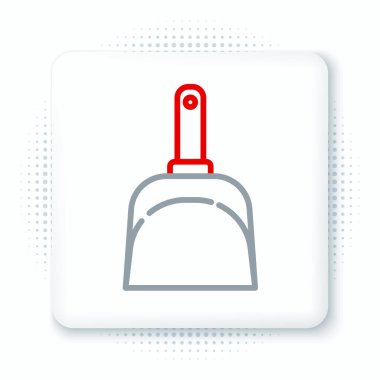 Beyaz arkaplanda çizgi faraş simgesi izole edildi. Temizlik işleri. Renkli taslak konsepti. Vektör.