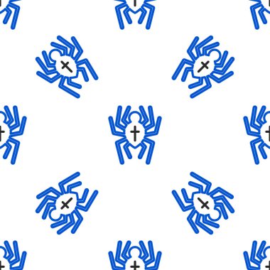 Çizgi örümceği simgesi beyaz arkaplandaki kusursuz deseni izole etti. Mutlu Cadılar Bayramı Partisi. Renkli taslak konsepti. Vektör.