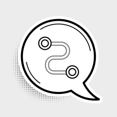 Hat Rotası konumu simgesi gri arkaplanda izole edildi. Harita işaretçisi işareti. Yol ya da yol kavramı. GPS navigatörü. Renkli taslak konsepti. Vektör.