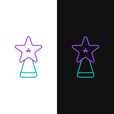 Çizgi Noel yıldızı simgesi beyaz ve siyah arkaplanda izole edilmiş. Mutlu Noeller ve mutlu yıllar. Renkli taslak konsepti. Vektör.