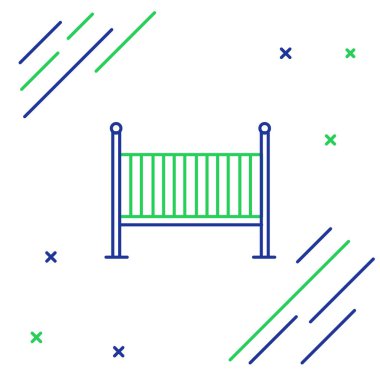 Line Baby beşik yatak ikonu beyaz arkaplanda izole edildi. Renkli taslak konsepti. Vektör.