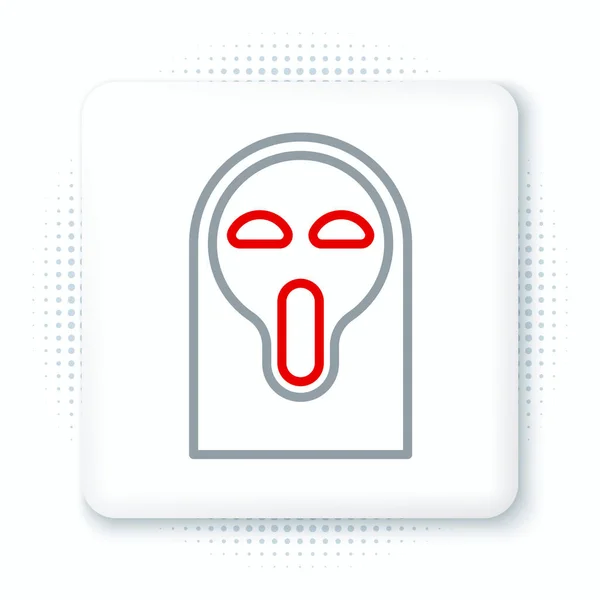 Linha Máscara Fantasma Engraçado Assustador Para Ícone Halloween Isolado Fundo — Vetor de Stock
