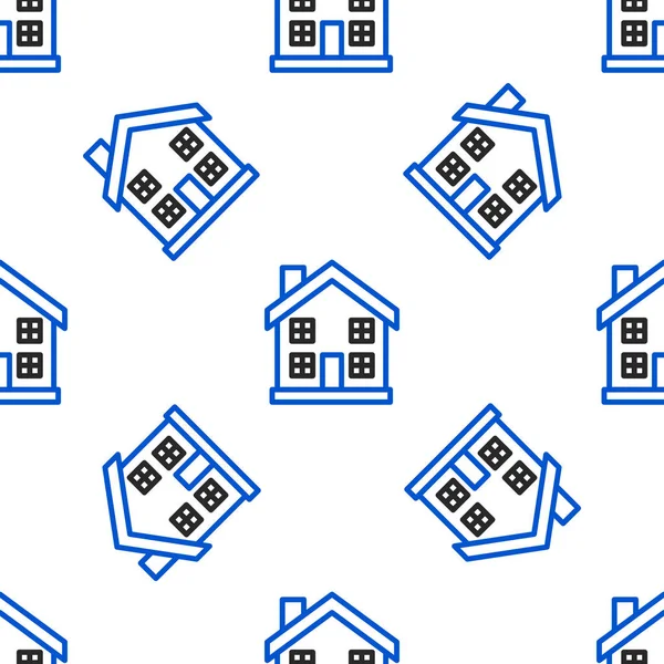 Line House Icoon Geïsoleerd Naadloos Patroon Witte Achtergrond Huissymbool Kleurrijk — Stockvector