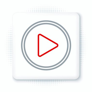 Beyaz arkaplanda izole edilmiş daire simgesinde satır oynat. Renkli taslak konsepti. Vektör.