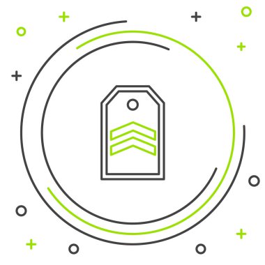 Beyaz arkaplanda çizgi simgesi izole edildi. Askeri rozet işareti. Renkli taslak konsepti. Vektör.