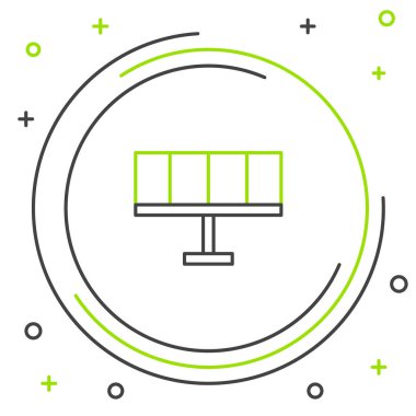 Beyaz arka planda izole edilmiş çizgi güneş enerjisi simgesi. Renkli taslak konsepti. Vektör.
