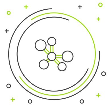 Molekül simgesi beyaz arkaplanda izole edildi. Kimya moleküllerinin yapısı, fen öğretmenlerinin yenilikçi eğitim posteri. Renkli taslak konsepti. Vektör.