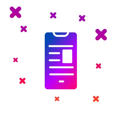 Mobil simge üzerine Renkli İnternet kitabı beyaz arkaplanda izole edildi. İnternet eğitimi konsepti, e-öğrenme kaynakları. Kademeli rastgele dinamik şekiller. Vektör İllüstrasyonu.