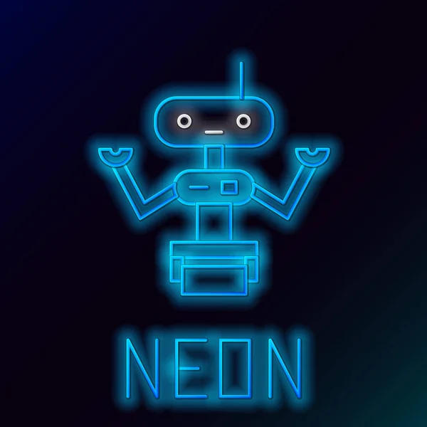 Gloeiende Neon Lijn Robot Pictogram Geïsoleerd Zwarte Achtergrond Kleurrijk Concept — Stockvector