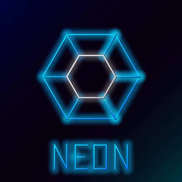 Glödande Neon Linje Magiska Sten Ikon Isolerad Svart Bakgrund Fantasikristall — Stock vektor