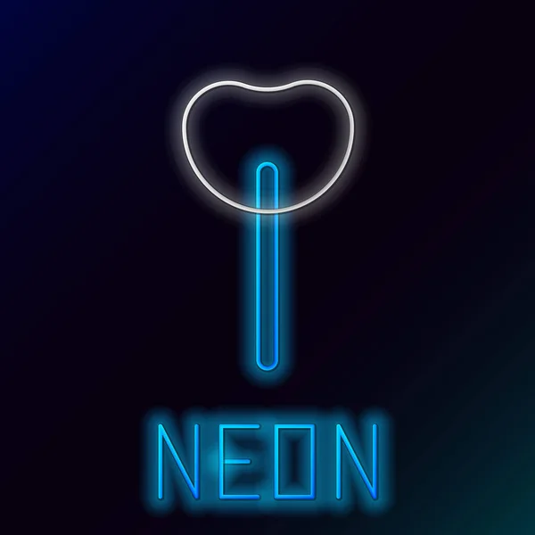 Linea Neon Luminosa Icona Lollipop Isolata Sfondo Nero Cibo Delizioso — Vettoriale Stock