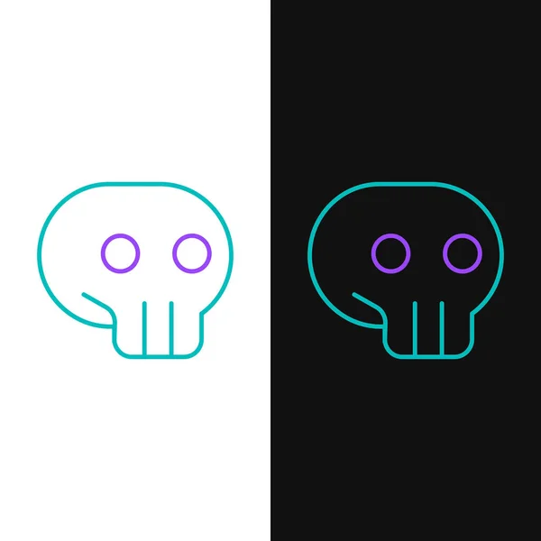 Line Skull Symbol Isoliert Auf Weißem Und Schwarzem Hintergrund Buntes — Stockvektor