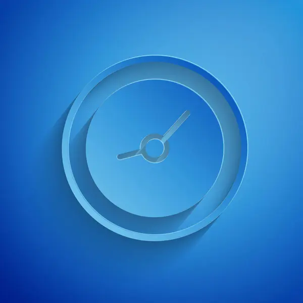 Papier Découpé Icône Horloge Isolé Sur Fond Bleu Symbole Temporel — Image vectorielle